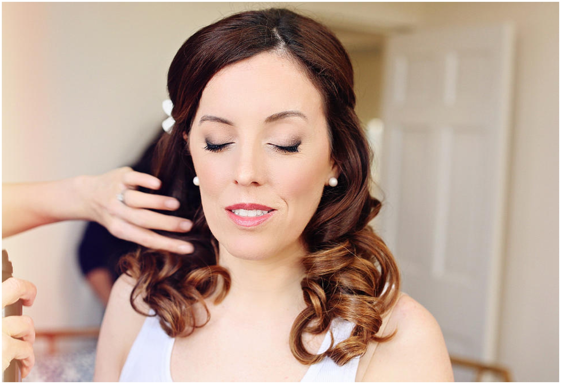 HAIR & MAKEUP by Jennie Kay Beauty, Bridal hair, bridal makeup, updo, half up hair, bridal gown, newport wedding, newport bride, rhode island wedding, herb photography